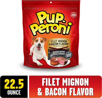 Pup-Peroni Dog Treats, Filet Mignon & Bacon Flavors, 22.5 Ounce, Made with Real Steak