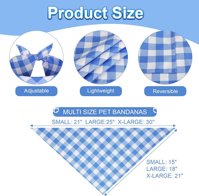 Dog Bandana Boy Large 2PCS, Blue Summer Spring Scarf, Durable Triangle Reversible Bibs Handkerchief for Puppy Pet