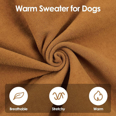 SUNFURA XXL Dog Sweater - Turtleneck Dog Sweater Vest, Stretch Pullover Fleece Coat for Extra Large Dogs Boy Girl, Warm Sweatshirt Jumpsuit Soft Pajamas for Beagle, Brown 2XL