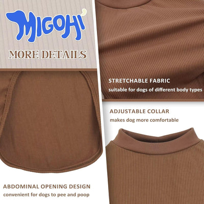 MIGOHI Lightweight Dog Clothes,Shirt for Large Dogs,Cooling Shirts for Boys and Girls,Dog Sleeveless Vests for Summer,Beach,Hiking,Tank Top for Large Dogs,Labrador,Golden Retriever,2XL,Brown