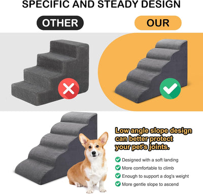 Escaleras para perros para cama, escalones para perros de 5 niveles para sofá y cama alta, escaleras antideslizantes para mascotas, rampa de espuma de sofá de 24 pulgadas de alto, lo mejor