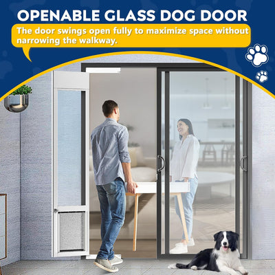 Large Dog Door for Sliding Glass Door,Openable Pet Door for Sliding Glass Doors，All-Metal Framed & Panel & Lock,Adjustable 75 7/8" to 81" Slider Height -Large