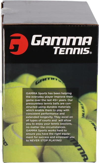 Gamma Sports Pressureless Tennis Balls Box, Bulk Tennis Balls, Premium Tennis Accessories, Multiple Pack Sizes, Tennis Practice, Tennis Training, Pet Toys, Dog Ball, Coach, Indoor & Outdoor Play