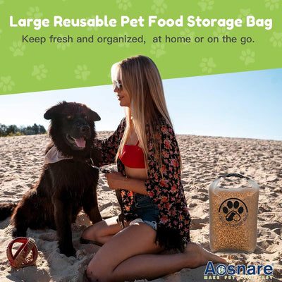 Pet Food Storage Bag for Travel - Transparent Leak-Proof Dog Food Container with Roll-Top Closure, Keeps Kibble Fresh for Camping Trip, Dog Boarding, Weekend Getaways (14 Cups)