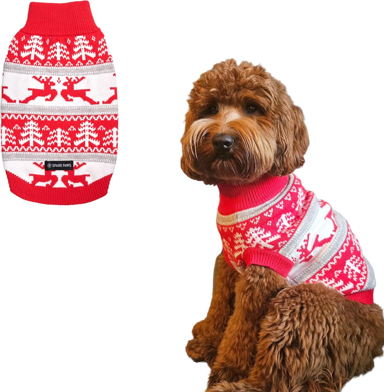 Spark Paws Christmas Dog Sweater – Ultra Soft Holiday Knit Sweater for Small, Medium & Large Dogs, Cute Pet Sweater for French Bulldogs & Big Dogs, Easy Potty V Cut Design Jacket - (Polar Bear, 3XL)