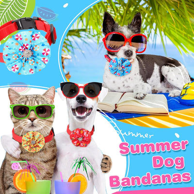 50 Pcs Summer Collar Bows for Dogs Hawaiian Bow Ties Flowers Charms Attachment for Small Medium Large Dogs Cats Collar Accessories Summer Party Costumes