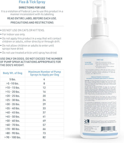 Veterinary Formula Flea and Tick Spray for Dogs, 8 oz – Easy-to-Use Dog Flea Spray, Kills on Contact, Prevents Egg & Larval Development for 14 weeks