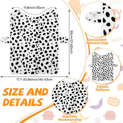 3 Pcs Dalmatian Medium Dog Costume Set Cute Dalmatian Dog Poncho Headband and Red Collar with Bell Animal Print Cosplay Costumes Soft Coat for Pet Daily Holiday Dress up Accessories