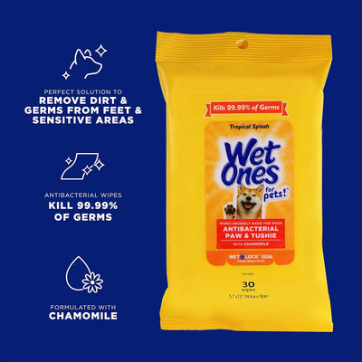 Wet Ones Toallitas para perros con manzanilla, 30 unidades - 8 unidades | Toallitas para perros con aroma tropical | Toallitas para perros con aroma tropical | Toallitas de aseo para perros,