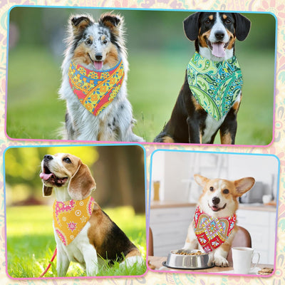 Sanwuta 100 Pcs Paisley Dog Bandana Bulk Pet Triangle Scarf Bibs Summer Bandanas for Dogs Washable Puppy Kerchief Adjustable Grooming Supplies for Small Medium Large Seasonal Cat Costume Accessories