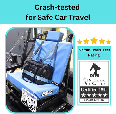 Crash-Tested & Airline Approved Dog Carrier | 3-in-1 Small Dog Car Seat, TSA Pet Carrier Airline Approved, Expandable Soft Sided Cat Bag | 5-Star Safety Rated - Best for Safe Airplane & Car Travel.