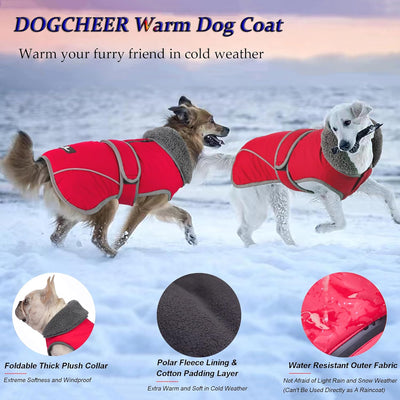 Dogcheer Dog Coat, Christmas Dog Jacket Waterproof Dog Winter Coat for Cold Weather, Reflective Dog Snow Jacket for Small Medium Large Dogs(Red, S)