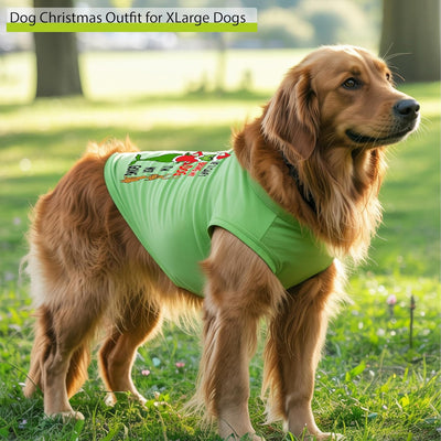 Dog Christmas Outfit, Christmas Dog Clothes for Large Dogs, Funny Shirts for Dogs, Green Red