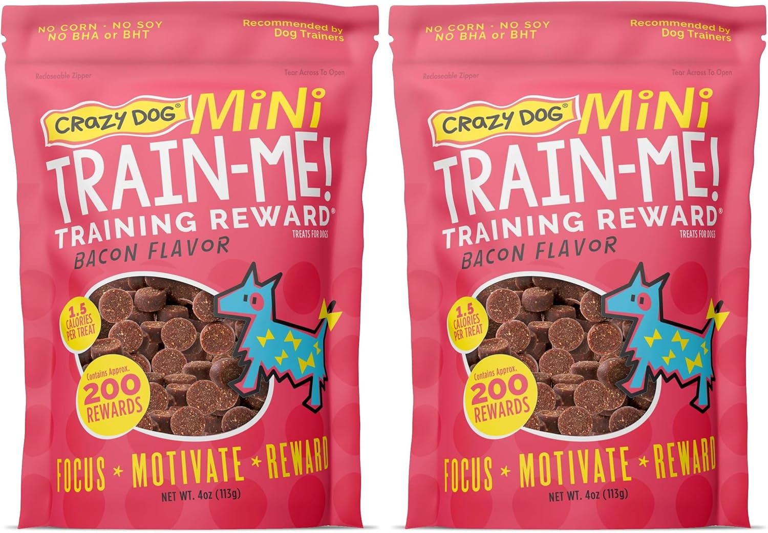 Crazy Dog Mini Train-Me! Training Treats 10 oz. Bag, Chicken Flavor, with 500 Treats per Bag, Recommended by Dog Trainers