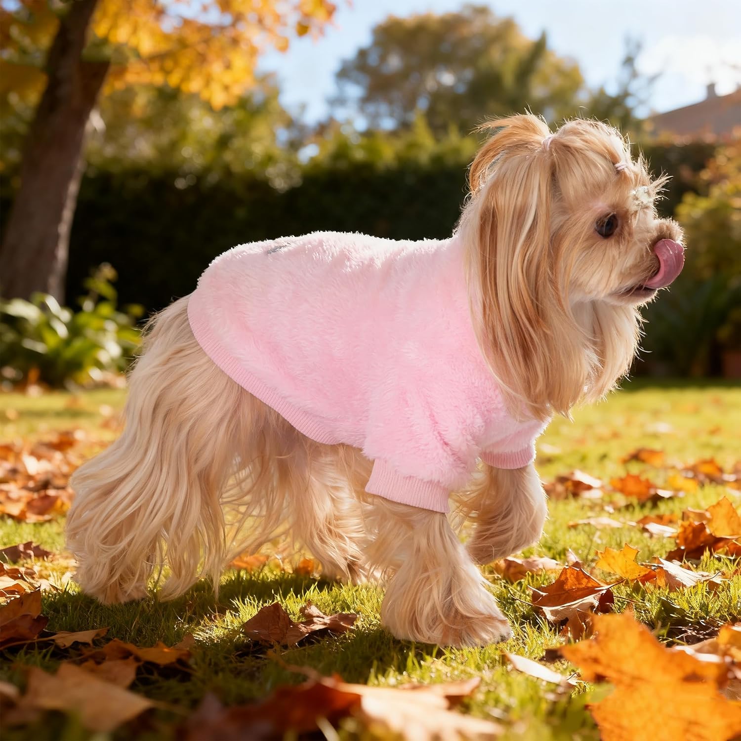 3 Pack Dog Sweater Clothes for Small Dogs Girls Boys with Reflective Strip Small Dog Sweaters Coat Soft Warm Pet Puppy Clothes Sweater (Pink+Purple+Peach, L)