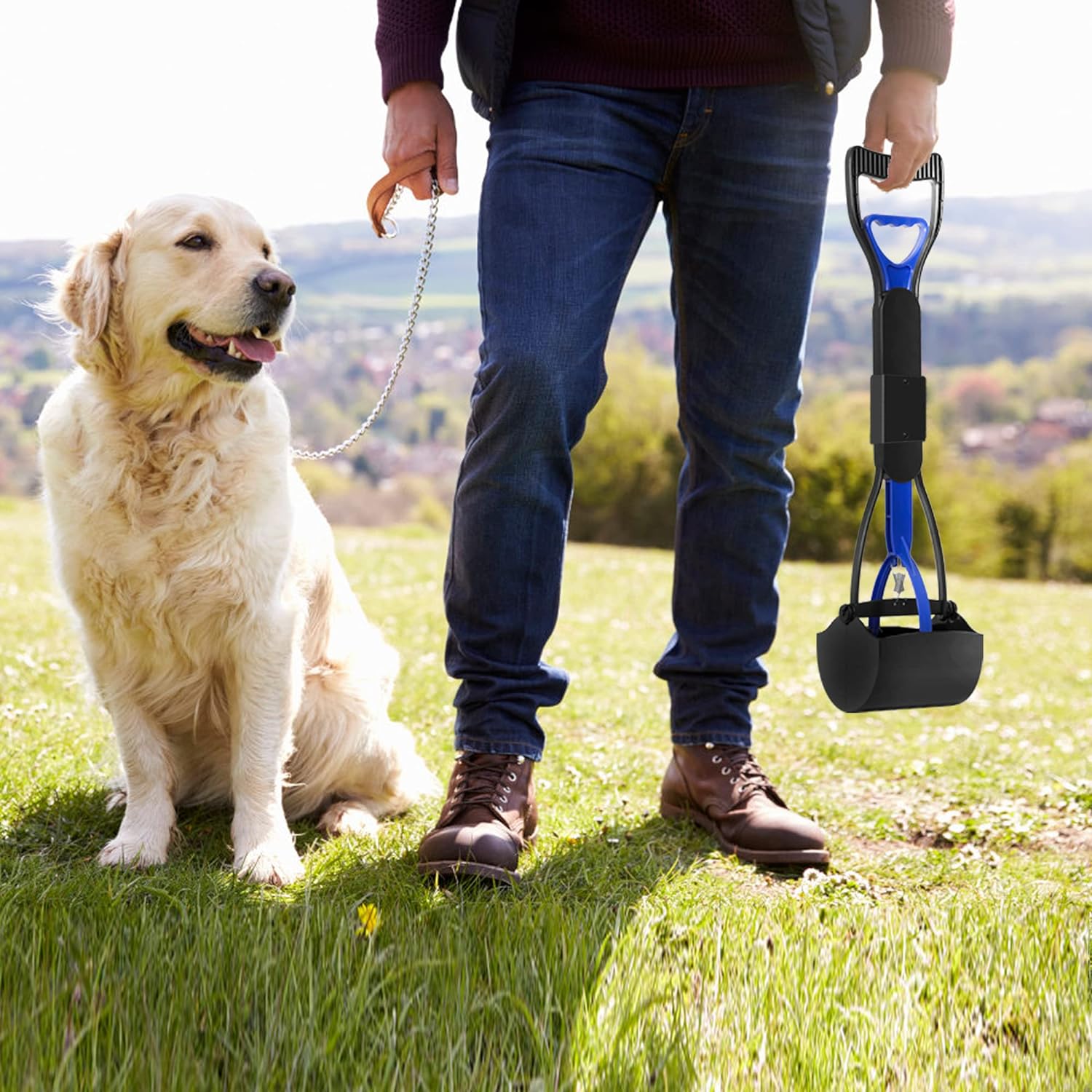 UPSKY Pooper Scooper for Large Small Dogs, Folding Dog Poop Scooper, Sturdy Spring and Premium Materials，Easy to Use for Grass, Dirt, Gravel Pick Up Shovel