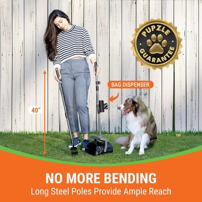 Dog Pooper Scooper with Bag Attachment, 40" Long Handle Pooper Scooper for Large Dogs, Dog Poop Scoop for Yard, Large Capacity Swivel Bin and Rake, 50 Lavender Scented Bags