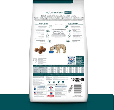 Hill's Prescription Diet w/d Multi-Benefit Digestive/Weight/Glucose/Urinary Management Chicken Flavor Dry Dog Food, Veterinary Diet, 27.5 lb. Bag