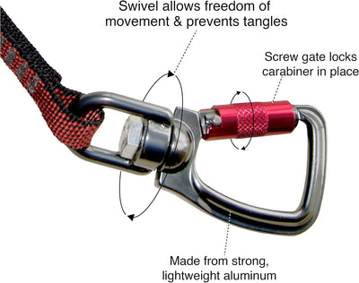 Kurgo Swivel Seatbelt Tether for Dogs, Car Seat Belt for Pets, Adjustable Dog Safety Belt Leash, Quick & Easy Installation, Works with Any Pet Harness, Swivel Tether Carabiner Clip (Red)