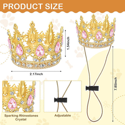 Abbylike Pet Rhinestone King Crown, Queen Crown for Halloween Costume for Small Dog Cat Cosplay Party Accessories Adoption Celebration Wedding Birthday Photos Prop Costume