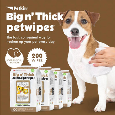 Petkin Large Oatmeal Pet Wipes for Dogs and Cats, 400 Count, Soothes Itchy Skin and Cleans Ears, Face, Butt, Body and Eye Area
