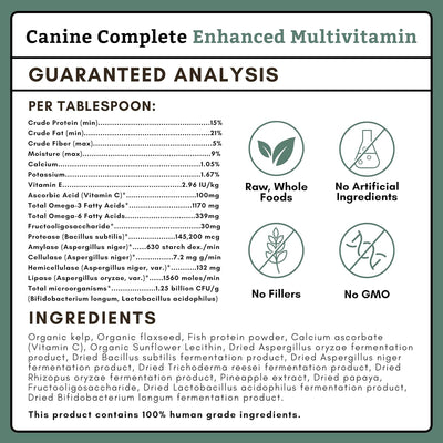Wholistic Pet Organics Canine Complete Dog Multivitamin - 1 Lb - Nutrient-Rich Multi-Vitamins and Supplements - Whole-Food Powder for Immune System, Skin, Coat & Overall Health
