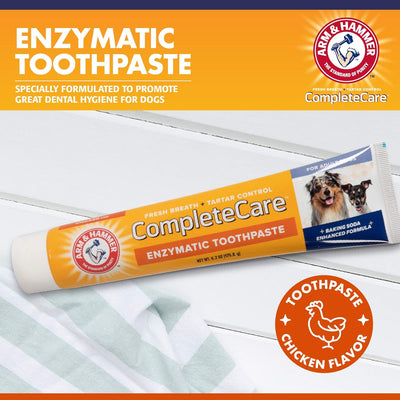 Arm & Hammer Complete Care Enzymatic Dog Toothpaste, 6.2 oz - Pet Toothpaste For Puppies and Adult Dogs, Dental Care and Clean Teeth, 6.2 Oz