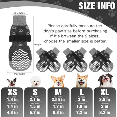 EXPAWLORER 6Pcs Anti Slip Dog Socks to Prevent Licking Paws, Dog Shoes for Hot Pavement, Double Sides Dog Boots & Paw Protectors Booties for Hardwood Floors with Grippers Small Medium Large Senior Dog