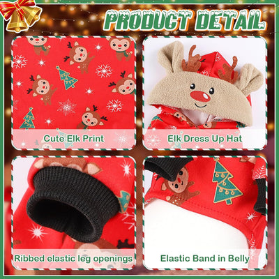 Sebaoyu Dog Christmas Pajamas, Chihuahua Yorkie Doggy Pajamas Christmas, Winter Doggy Pjs Pet Clothes Puppy Outfits Jumpsuits, Happy New Year Small Doggie Apparel（Red,Medium）
