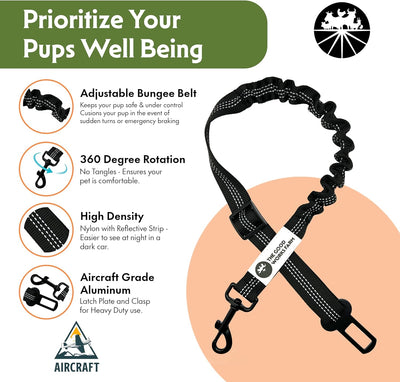 TGWF Dog Safety Seat Belts (2-Pack) – Heavy-Duty Retractable Car Leash with Adjustable Length, Elastic Bungee Buffer, and 360° Swivel Buckle – Durable & Tangle-Free for Safe Pet Travel