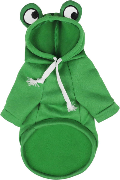 Adorable Frog Dog Hoodie with Cute Frog Eyes,Warm and Cozy Cotton Blend Sweatshirt for Small,Medium Dogs Perfect for Fall,Dog Costumes,and Cosplay Parties,Pet Outfit for All Occasions.Green S