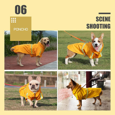 XL Dog Raincoat - Adjustable Hood, Waterproof, Reflective - Full Coverage for Large Dogs