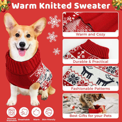 Christmas Dog Sweaters for Small, Medium, Large Dogs - Soft, Warm Turtleneck Sweaters for Outdoors Playing, Deer M