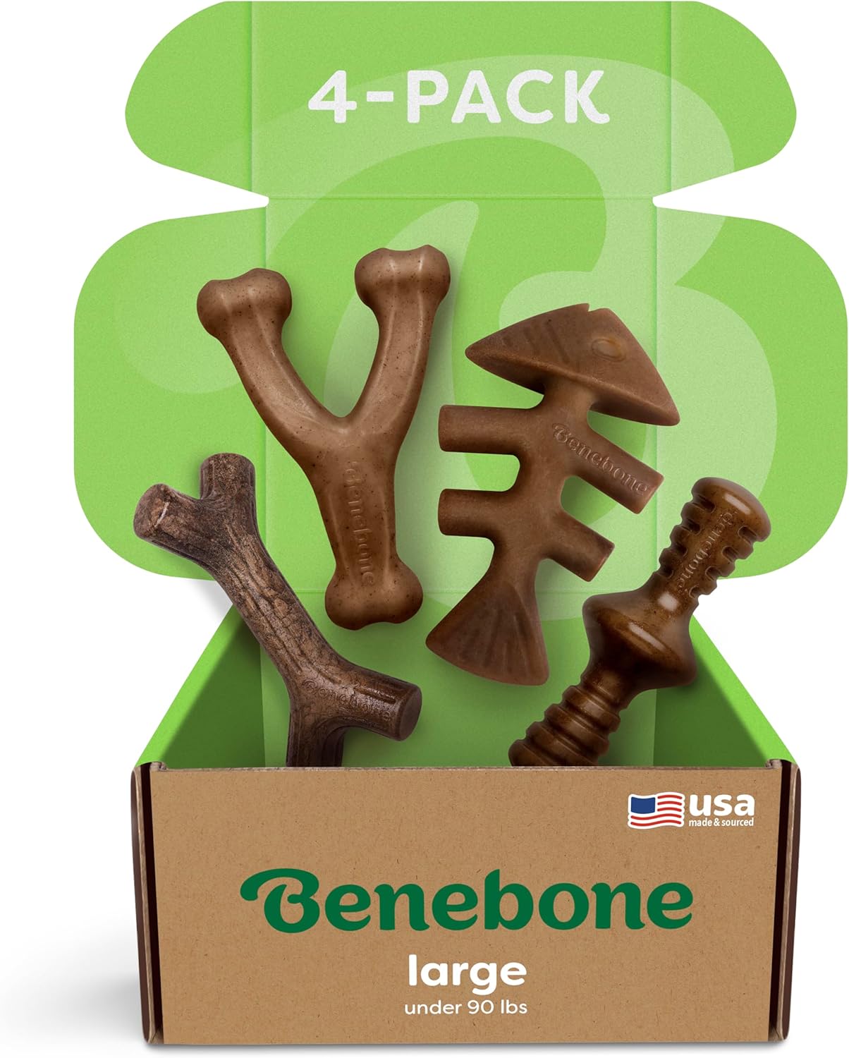 Benebone 2 Count (Pack of 1) Wishbone/Dental Durable Dog Chew Toys, Real Bacon, Made in USA, Small