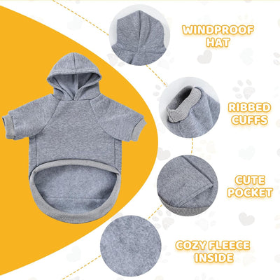 Dog Hoodies, Dog Sweatshirt Sweater for Medium Large Dogs Cats Puppys, Dog Winter Clothes Coat Warm and Soft, Soft Brushed Fleece Dog Clothes Dog Hoodie Sweatshirt with Pocket (Gray, L)