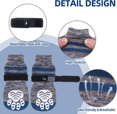 PUPTECK Anti-Slip Dog Socks with Double Sides Grips Booties for Medium Large Dogs Hardwood Floors Prevents Licking, Dog Shoes for Cold & Hot Pavement Traction Paw Protector for Senior Dogs