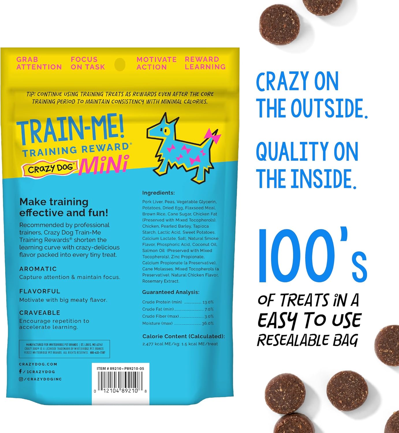 Crazy Dog Mini Train-Me! Training Treats 10 oz. Bag, Chicken Flavor, with 500 Treats per Bag, Recommended by Dog Trainers
