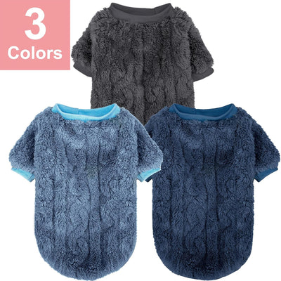 Dog Sweater, 3 Pack Dog Sweaters for Small Dogs or Cats, Girl or Boy, Warm Dog Clothes Shirt Coat for Winter Christmas (Blue, Dark Blue, Grey, Small)