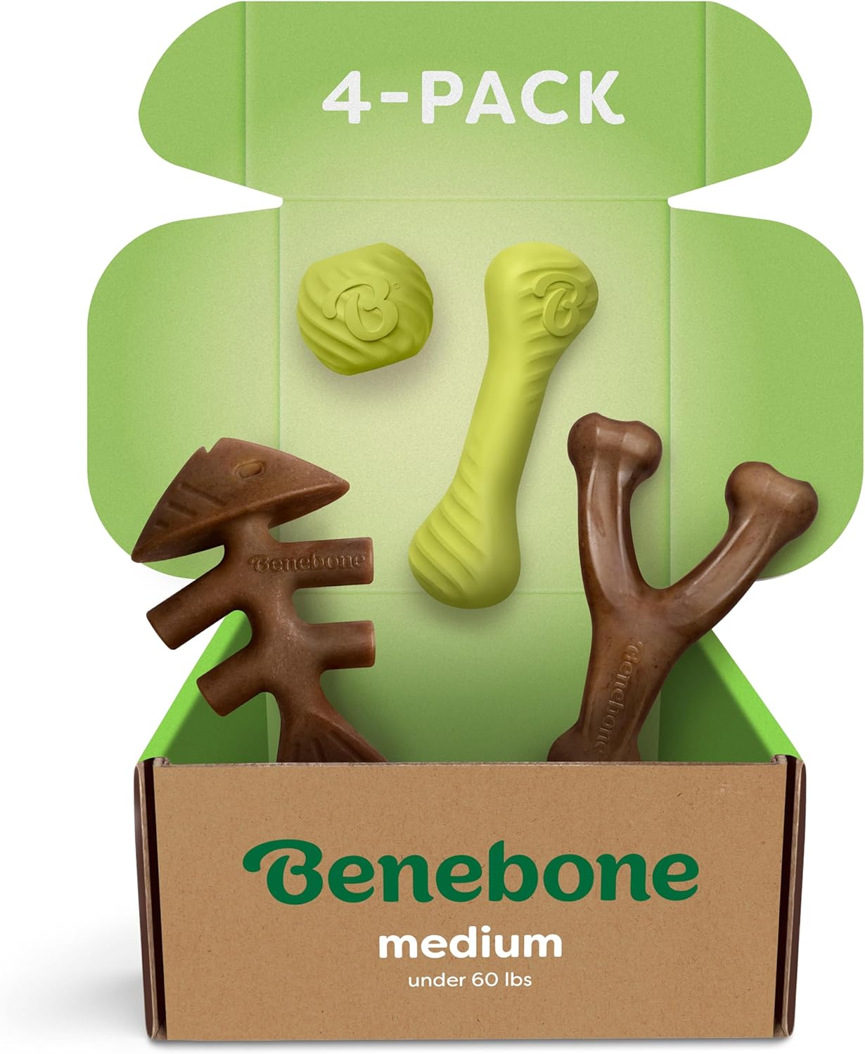 Benebone 2 Count (Pack of 1) Wishbone/Dental Durable Dog Chew Toys, Real Bacon, Made in USA, Small