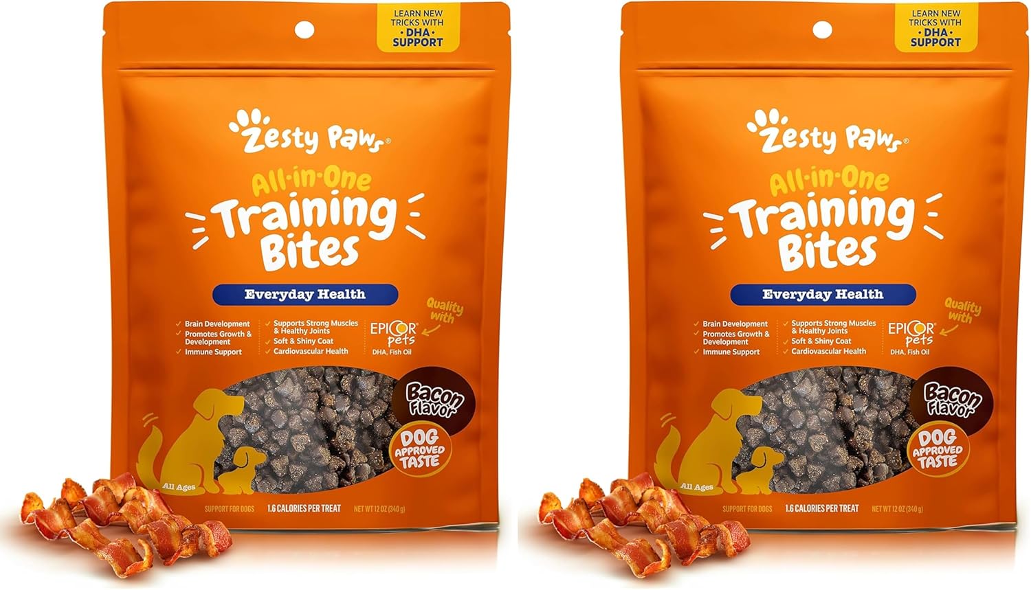 Zesty Paws Training Treats for Dogs & Puppies - Dog Treats for Training - Healthy Dog Chews for Hip, Joint & Muscle Health - for All Breeds and Ages - Bacon Flavor - 12oz