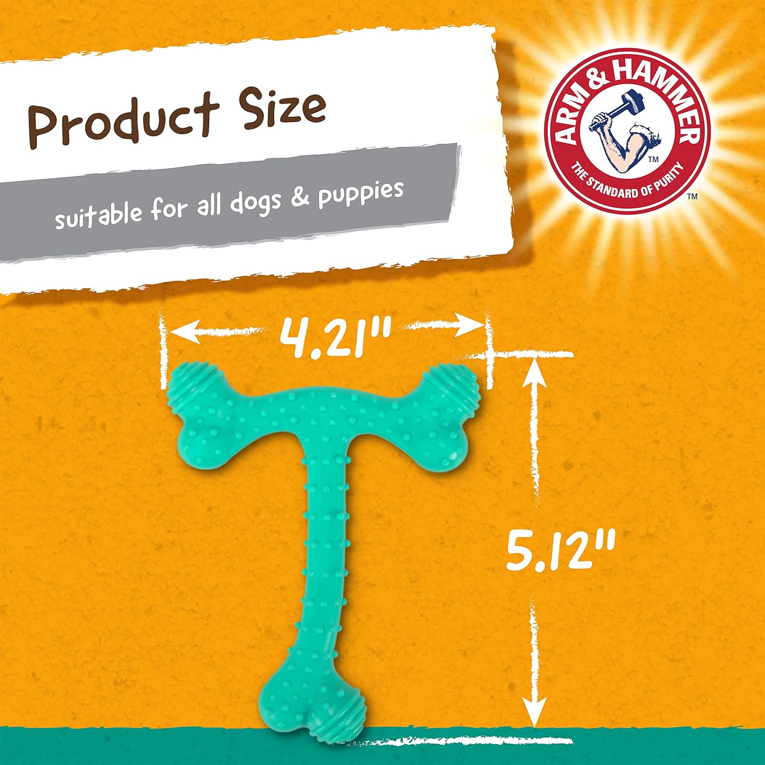 Arm & Hammer Nubbies T-Bone Dental Dog Chew Toys, Peanut Butter Flavor - Durable Nylon Chewing Toys for Dogs, Done Bone Toy, Teeth Cleaning Bones for Chewers Help Remove Plaque and Tartar