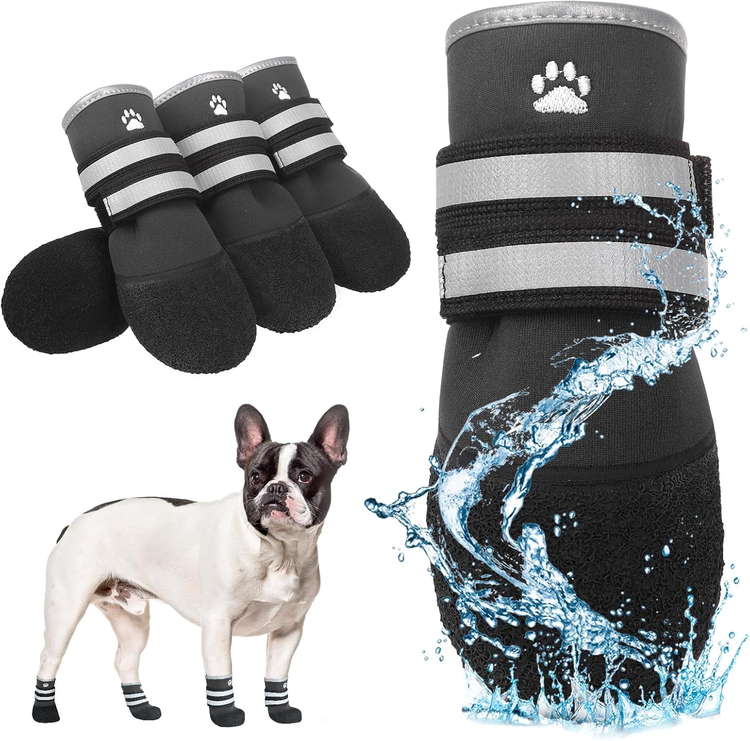 KOOLTAIL Dog Booties for Hot Pavement,Summer Dog Shoes for Small Medium Large Size Dogs, Waterproof Anti-Slip Dog Boots & Paw Protectors for Hardwood Floor,Indoor Outdoor Water Shoes,Pink