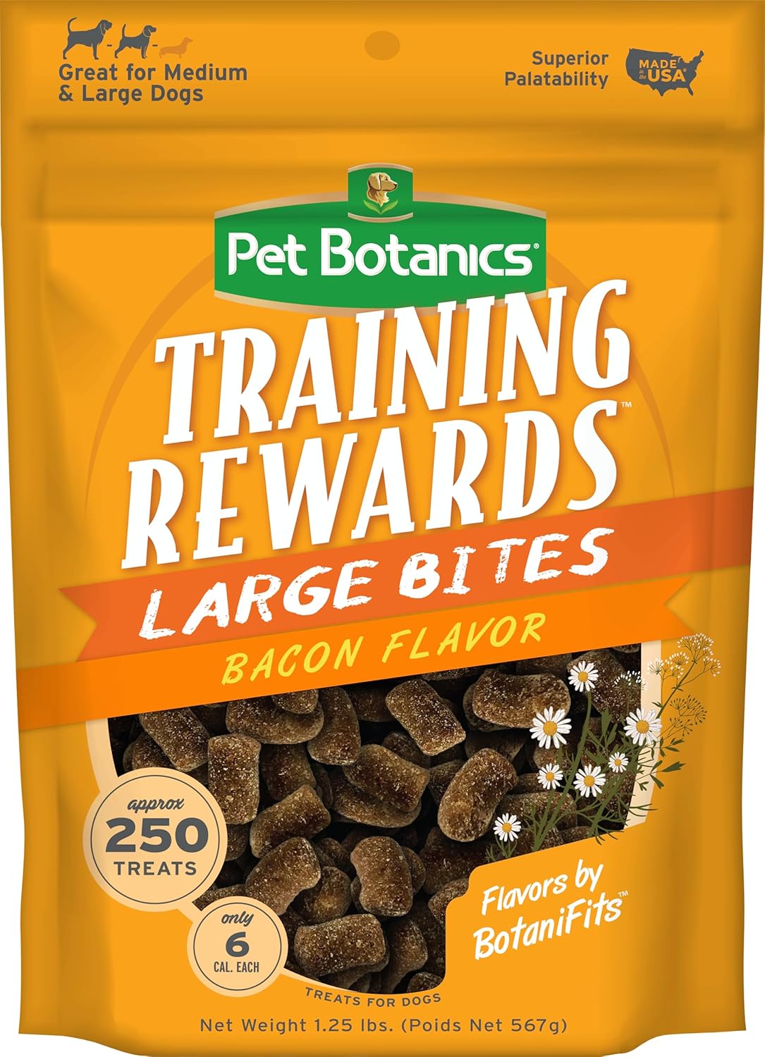 Pet Botanics 10 oz. Pouch Training Rewards Mini Soft & Chewy, Bacon Flavor, with 500 Treats Per Bag, The Choice of Top Trainers