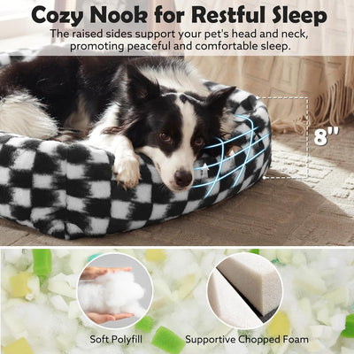 JOEJOY Dog Bed Medium Size Dog, Rectangle Washable Orthopedic Corduroy Fleece Pet Bed with Removable Zipper Cover, Cute Soft Calming Puppy Bed with Non Skid Bottom