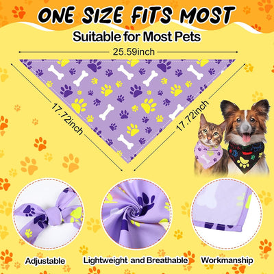 Reginary 120 Packs Dog Bandanas Bulk Dog Scarf Adjustable Holiday Pet Scarf Washable Scarves Triangle Drool Bibs for Cat Pet Costume Supply(Dog Paw Print)