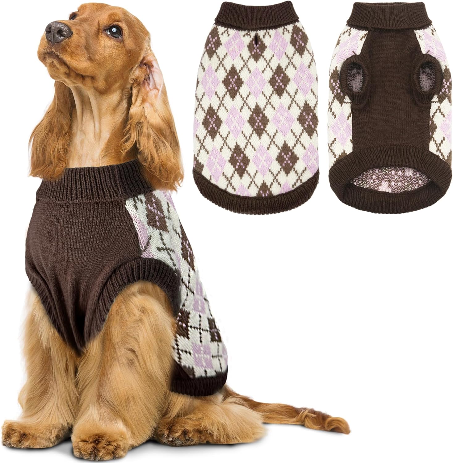 Dog Sweater, Soft Dog Sweaters for Small Medium Dogs Cats Girl Boy, Classic Knitted Turtleneck Outdoor Pet Clothes for Dogs Girl Boy, Christmas Puppy Kitten Sweater with Leash Hole, Red, Medium