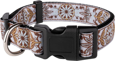 Collares para perros pequeños, medianos y grandes, patrones femeninos y machos en larga duración, ajustable, fuerte y duradera hebilla de liberación rápida para cachorros, collar tejido blanco