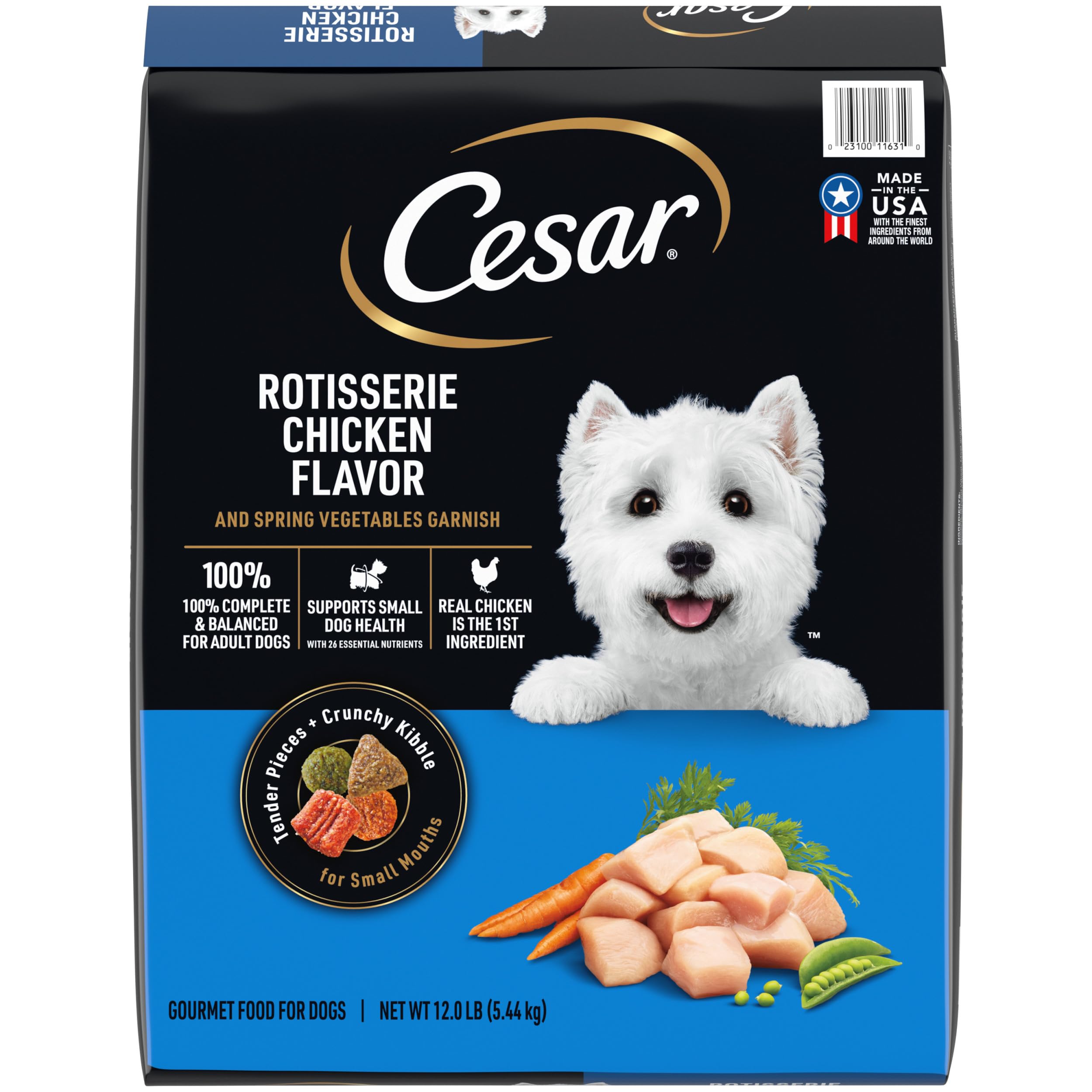 Cesar Small Breed Dry Dog Food Filet Mignon Flavor and Spring Vegetables Garnish, 12 lb. Bag