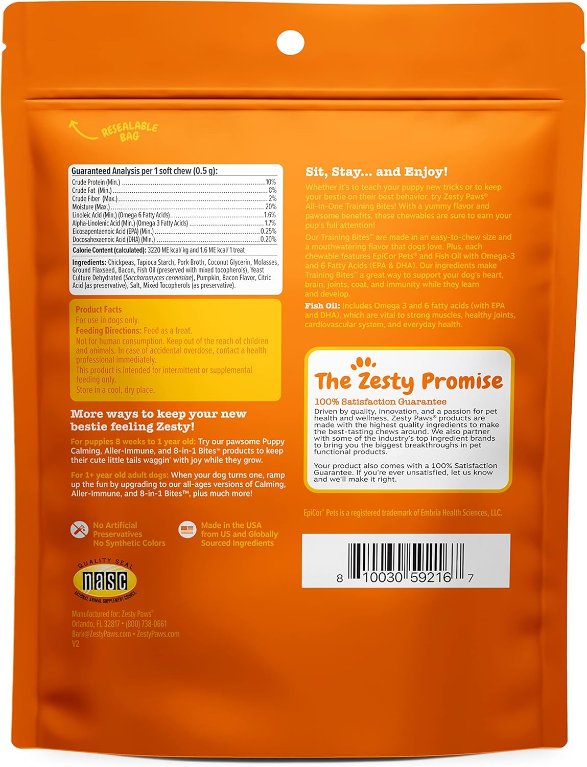 Zesty Paws Training Treats for Dogs & Puppies - Dog Treats for Training - Healthy Dog Chews for Hip, Joint & Muscle Health - for All Breeds and Ages - Bacon Flavor - 12oz
