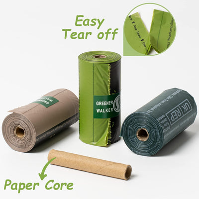 GREENER WALKER 1080 bolsas de basura para perros, extragruesas, fuertes, 100% a prueba de fugas (verde)